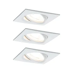 3er-Set LED Einbauleuchten-Set NOVA COIN, IP23, eckig, schwenkbar, inkl. Modul 6.5W 2700K 460lm 100°, 3step dimmbar, Weiß matt