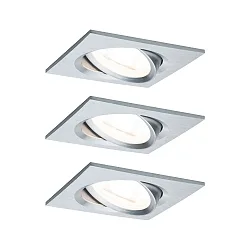 3er-Set LED Einbauleuchten-Set NOVA COIN, IP23, eckig, schwenkbar, inkl. Modul 6.5W 2700K 460lm 100°, 3step dimmbar