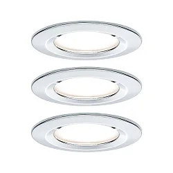 3er-Set LED Einbauleuchten-Set NOVA COIN, IP23, rund, starr, inkl. Modul 6.5W 2700K 460lm 100°, 3step dimmbar, Chrom