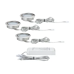 LED Furniture recessed luminaire SET LED, 3x4,5W, 12VA, 230V/350mA, 65mm, brushed iron
