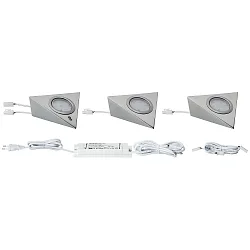 3er-Set LED Unterbauleuchte / Möbelleuchte PIR, 230V/12V, 12VA, 3x2.8W 2700K, Eisen gebürstet