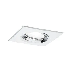 Outdoor Einbauleuchte NOVA PLUS, IP65, eckig, 230V, inkl. GU10 6W 4000K 470lm 36°, schwenkbar, dimmbar, Weiß matt / Chrom