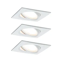 3er-Pack Outdoor Einbauleuchte NOVA PLUS COIN, IP65, eckig, 230V, inkl. Modul 6W 4000K 470lm, schwenkbar, dimmbar, Weiß matt