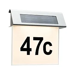 LED Solar-Hausnummernleuchte SPECIAL LINE, IP44, 0.2W 3000K, Akku wechselbar, Edelstahl / weiß