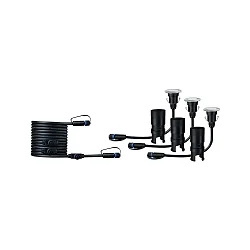 PLUG & SHINE 3er-Erweiterungs-Set Boden-Einbauleuchte FLOOR MINI, IP65, Ø 5.5cm, 3x 2.5W 3000K, Silber