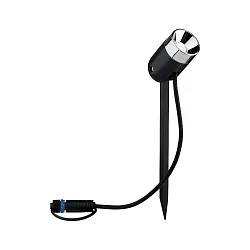 LED Erdspieß-Bodenstrahler PLUG & SHINE PIKE, 24V, 3.5W 3000K 240lm 45°, dimmbar, Anthrazit / Chrom