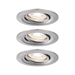 3er-Set LED Einbauleuchte NOVA MINI mit Modul COIN, schwenkbar, Eisen gebürstet