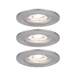 3er-Set LED Einbauleuchte NOVA MINI mit Modul COIN, IP44, starr, Eisen gebürstet