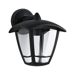 Außenwandleuchte CLASSIC CURVED, DOWN, IP44, 230V, E27 max. 60W (exkl.), Klarglas / Metall schwarz