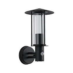 Außenwandleuchte CLASSIC SENSOR, IP44, 230V, E27 max. 15W (exkl.). Metall / Glas, Metall dunkelgrau