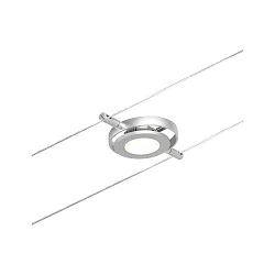 LED Seilsystem-Einzelspot RoundMac, 12V DC, 4.5W 3000K, Kunststoff, Chrom matt / Chrom