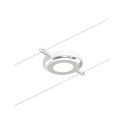 LED Seilsystem-Einzelspot RoundMac, 12V DC, 4.5W 3000K, Kunststoff, Weiß matt / Chrom