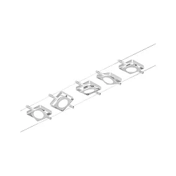 LED Seilsystem MacLED, 5-fach, 12V DC, 5x 4.5W 3000K, inkl. Trafo 60VA, Kunststoff, Chrom matt / Chrom
