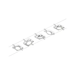 LED Seilsystem MacLED, 5-fach, 12V DC, 5x 4.5W 3000K, inkl. Trafo 60VA, Kunststoff, Weiß matt / Chrom