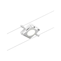 LED Seilsystem-Einzelspot MacLED, 12V DC, 4.5W 3000K, Kunststoff, Weiß matt / Chrom