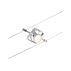 Seilsystem-Einzelspot MAC II, 12V DC, GU5.3 max. 10W, Kunststoff / Metall, Chrom matt / Chrom