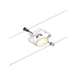Seilsystem-Einzelspot MAC II, 12V DC, GU5.3 max. 10W, Kunststoff / Metall, Weiß matt / Chrom