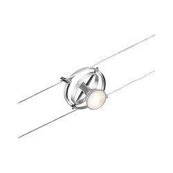 Seilsystem-Einzelspot CARDAN, 12V DC, GU5.3 max. 10W, Kunststoff / Metall, Chrom matt / Chrom