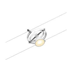 Seilsystem-Einzelspot CARDAN, 12V DC, GU5.3 max. 10W, Kunststoff / Metall, Weiß matt / Chrom