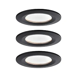 3er-Set LED Einbauleuchten-Set NOVA COIN, rund, starr, IP44, 230V, 3x 6.5W 2700K, 3-step dimmbar, Schwarz matt / Alu
