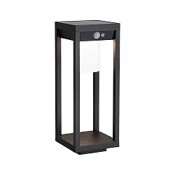LED Solar Stehleuchte / Lichtobjekt MARISOL, mit PIR-Sensor, IP44, 3000K, schwarz / Diffusor weiß