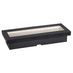 LED Solar Bodeneinbauleuchte DOMENIC, IP67, 0.1W 3000K Akku wechselbar, begehbar, schwarz / Diffusor gelocht
