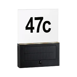 Solar LED Hausnummer NEDA PIR, 1W, 2200K, 18lm, IP44, mit Bewegungsmelder, antrazit