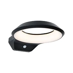 LED Außenwandleuchte ANELA, IP44, rund, mit PIR-Sensor, Seeluft resistent, schaltbar, anthrazit, 15W 3000K 700lm