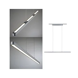 1-Phasen LED Pendelleuchte URAIL LENTO, Up/Down, 120-150cm, 230V, 41W 2700K 2100lm, dimmbar, Chrom matt / Schwarz
