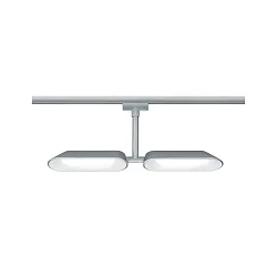 1-Phasen LED Schienenspot URAIL DIPPER, 2x 10W 2700K, voll rotierbar, dimmbar, Chrom matt/Weiß