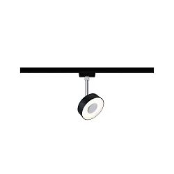 1-Phasen LED Schienenspot URAIL CIRCLE, 230V, 5W 2700K 210lm 90°, dreh- und neigbar, dimmbar, Schwarz matt / Chrom