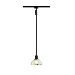 1-Phasen Pendelleuchte URAIL SARRASANI, 230V, E14 max. 20W, Schwarz matt / Dichroitisches Glas