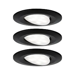 3er-Set Outdoor LED Einbauleuche CALLA, IP65, rund, 3x 6W 4000K 680lm 100°, schwenkbar, diffus, Schwarz matt