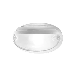 Wandleuchte CHIP OVALE 25 GRILL, E27, 1x21W, TC-TSE, IP55, IK06, Glas opal, weiß