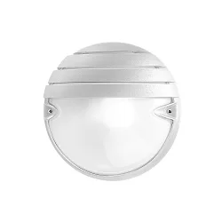 Wandleuchte CHIP TONDO 25 GRILL, E27, 1x21W, TC-TSE, IP55, IK06, Glas opal, weiß