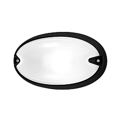 Wand- und Deckenleuchte CHIP OVALE 30, E27, 1x30W, TC-TSE, IP55, IK06, schwarz / Glas opal