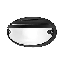 Wandleuchte CHIP OVALE 30 GRILL, E27, 1x30W, TC-TSE, IP55, IK06, schwarz / Glas opal