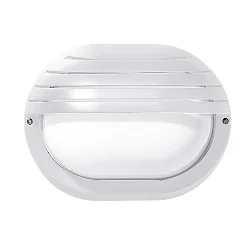 Wandleuchte EKO 19 GRILL, E27, 1x15W, TC-TSE, IP44, IK06, Glas opal, weiß
