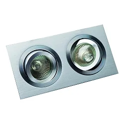 Cardanic Recessed spot MELIMAR, square, 2-fold, IP20, aluminum glossy