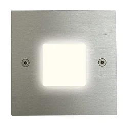 LED Wandeinbau-Leuchte LED WARMWS für Schalterdosen, IP20, eckig, Edelstahl / opal, 1W 3000K 14lm