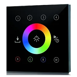 AC-DMX Touchpanel 4 ZONEN, RGBW, glass black, static, IP20