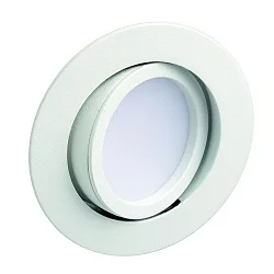 LED Einbaustrahler SANYA AC, IP40, Ø 8.2 cm / DA Ø 6.8cm, 230V AC, schwenkbar, schaltbar, 6W 3000K 526lm 95°, weiß matt
