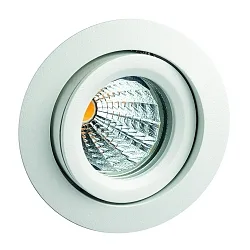 Alu-Druckguss-Einbaustrahler für MR16, IP20, Ø 8.2cm, mit Ring-Blende, ohne Fassung, schwenkbar, weiß matt