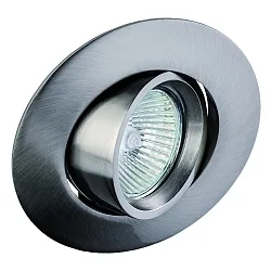 Alu-Druckguss-Einbaustrahler für MR16, IP20, Ø 10.2cm, kardanisch 30°/355°, mit Frontblende, eisen gebürstet