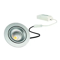 LED Recessed spot GAIL set of 1, round, 6W, 3000K, IP40, swivelling, dimmable, Plug&play, silver