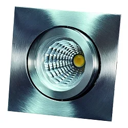 Recessed spot TULKA stainless steel V4A, 1,4401 X5CrNiMo 316, with clip fastener, square, swivelling, IP20, stainless steel