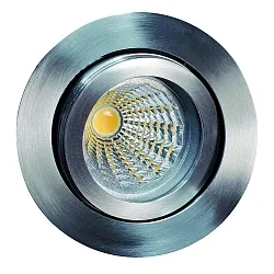 Recessed spot TULKA stainless steel V4A, 1,4401 X5CrNiMo 316, with clip fastener, round, swivelling, IP20, stainless steel