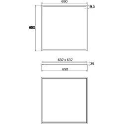 Zubehör für Rutec Projekt LED Panels 62x62cm (PBZ001-PBZ005) - Einbaurahmen, 65x65cm, DA 63.7 x 63.7cm, weiß