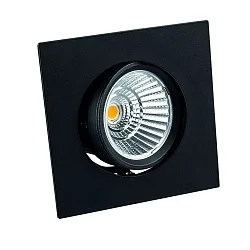 LED Einbaustrahler BAN COB, IP40, quadratisch, 350mA (exkl. BG), CRI >90, schwenkbar, 7W 2700K 620lm 40°, schwarz