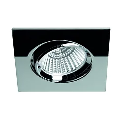 LED Einbaustrahler BAN COB, IP40, quadratisch, 350mA (exkl. BG), CRI >90, schwenkbar, 7W 2700K 620lm 40°, chrom